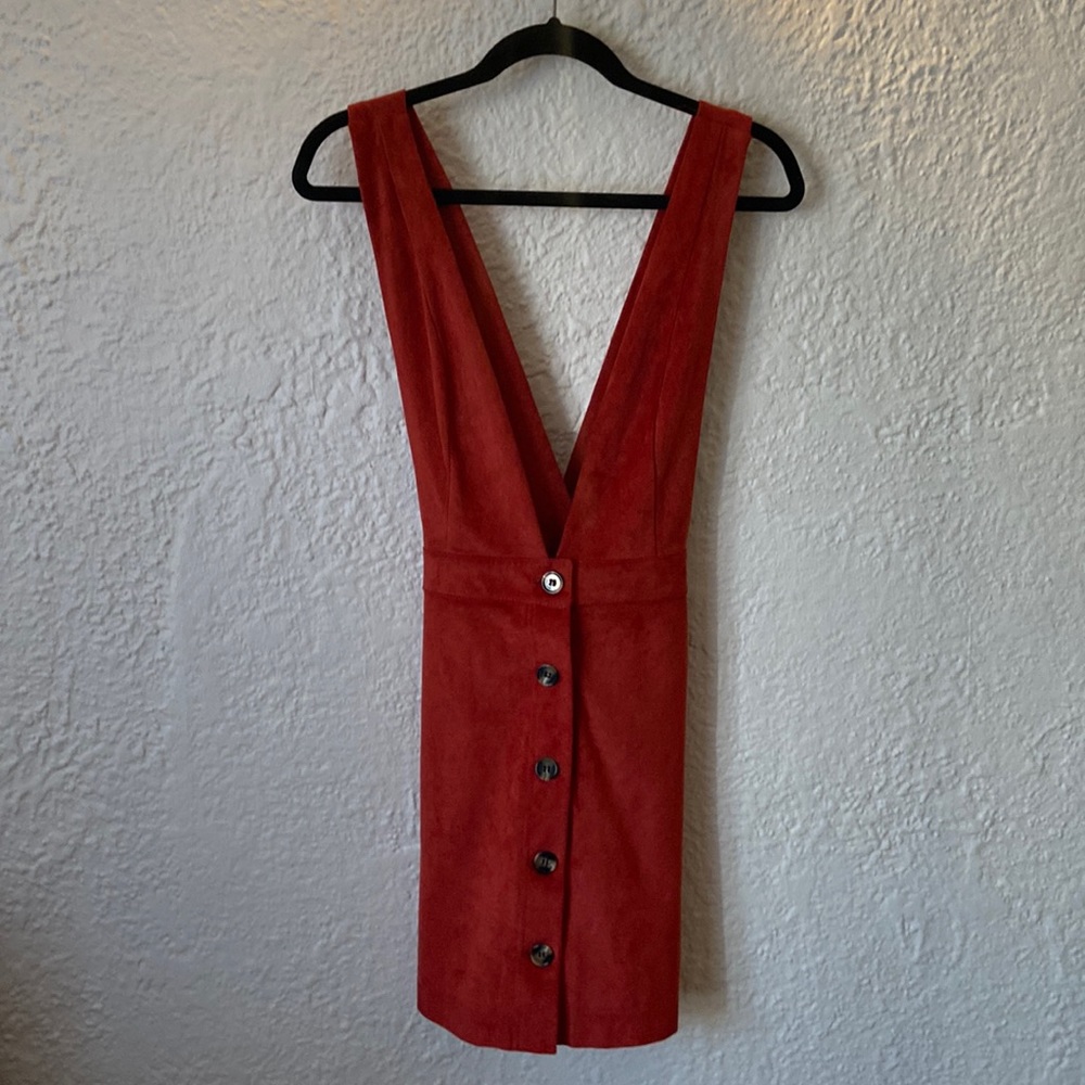 velvet red/coral cross cross mini dress (NWOT)